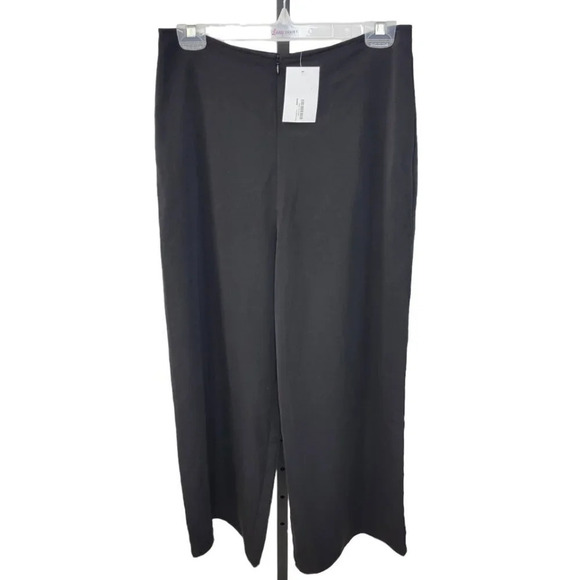 Oak + Fort Womens High Rise Wide Leg Zip  Front Pants Size Large Black - Picture 1 of 8